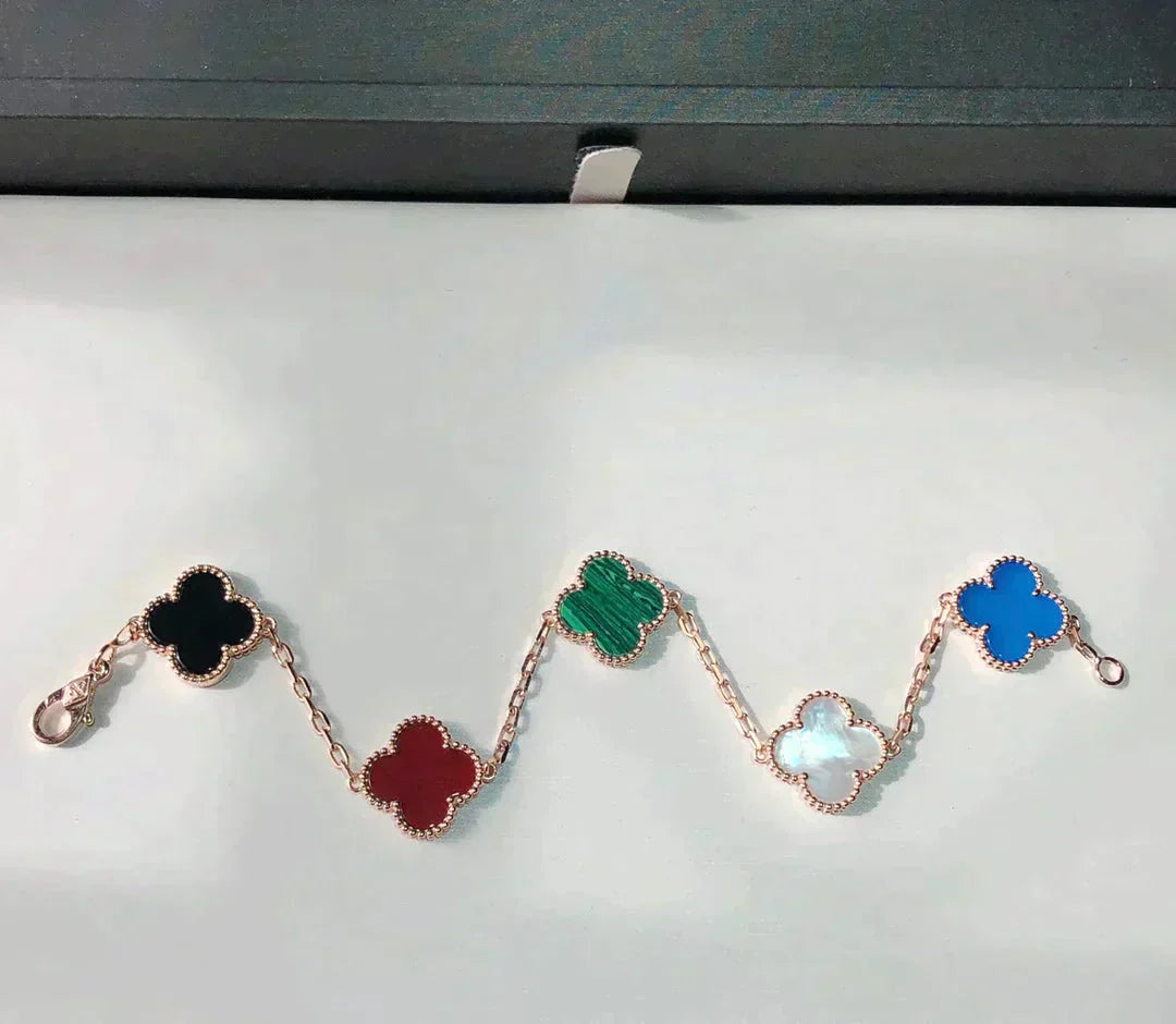 [Luxe Jewels]CLOVER 5 MOTIFS MULTICOLOR  BRACELET