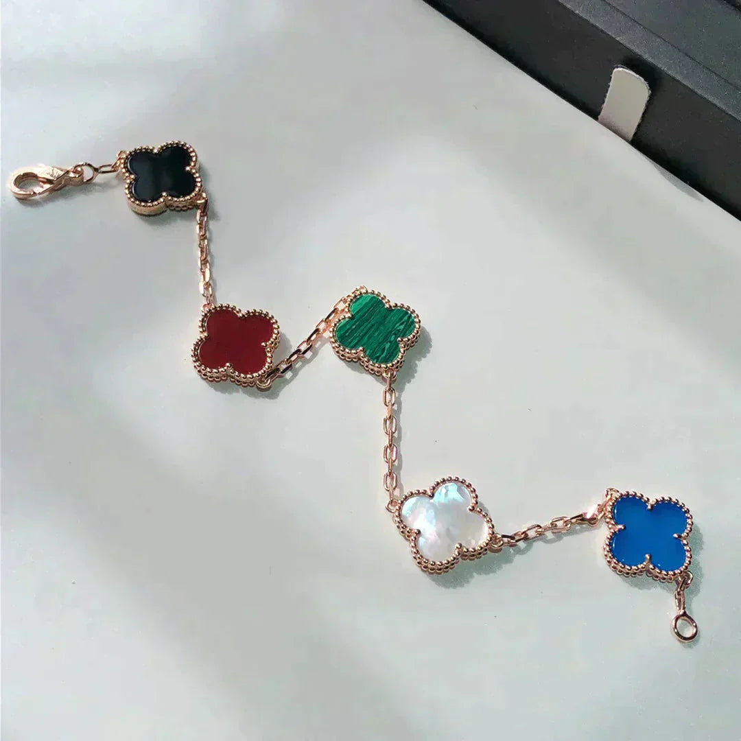 [Luxe Jewels]CLOVER 5 MOTIFS MULTICOLOR  BRACELET