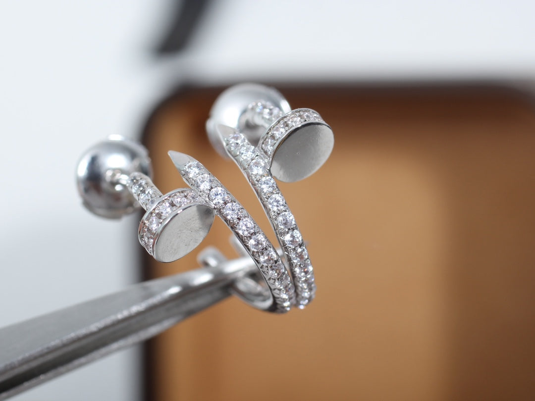 [Luxe Jewels]JUSTE EARRINGS 12.75MM SILVER DIAMOND