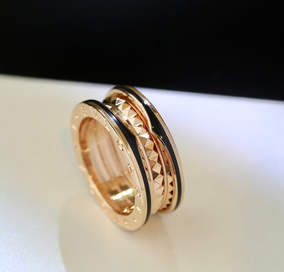 [Luxe Jewels]ZERO 1 GOLD BLACK CERAMIC RING