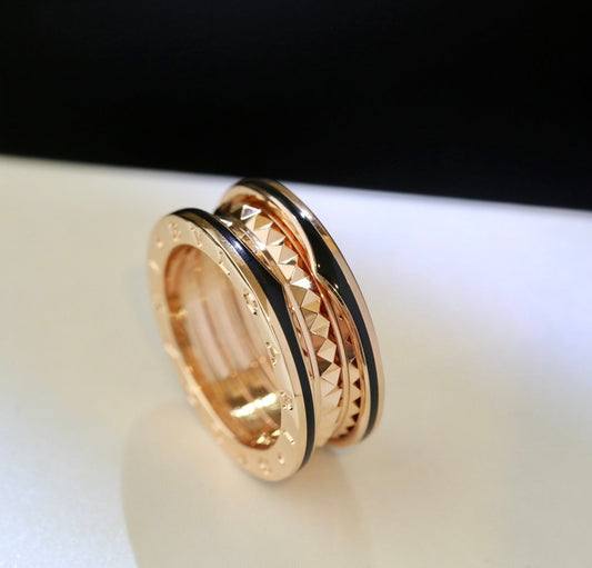 [Luxe Jewels]ZERO 1 PINK GOLD BLACK CERAMIC RING