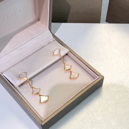 [Luxe Jewels]DREAM EARRINGS 3 MOTIFS DIAMOND MOP PINK GOLD