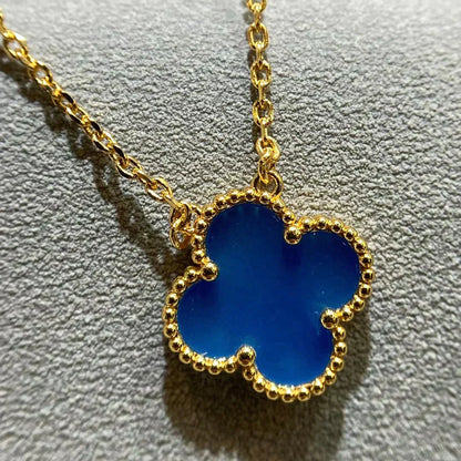 [Luxe Jewels]CLOVER 15MM BLUE AGATE NECKLACE