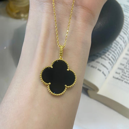 [Luxe Jewels]CLOVER 25MM NECKLACE GOLD ONYX