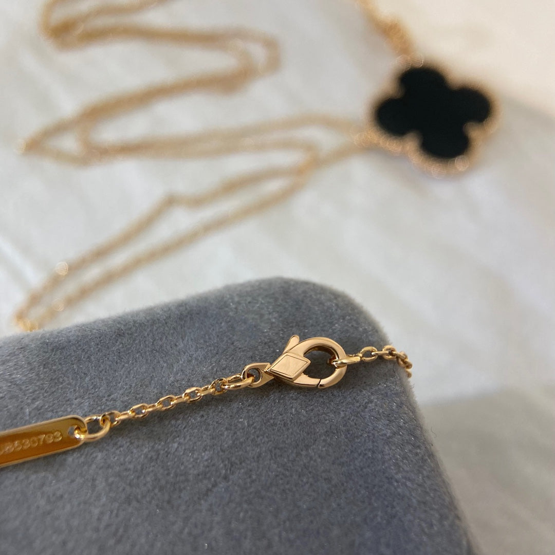 [Luxe Jewels]CLOVER 25MM NECKLACE GOLD ONYX