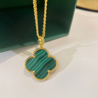 [Luxe Jewels]CLOVER 25MM MALACHITE GOLD NECKLACE