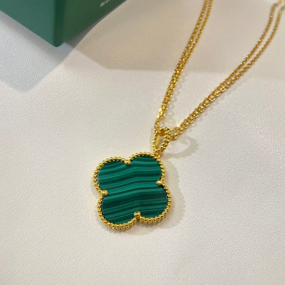 [Luxe Jewels]CLOVER 25MM MALACHITE GOLD NECKLACE