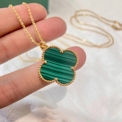 [Luxe Jewels]CLOVER 25MM MALACHITE GOLD NECKLACE