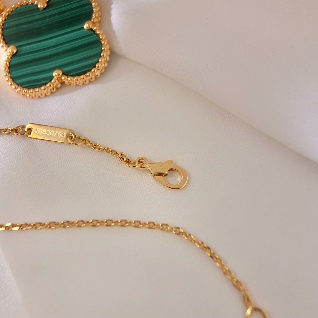 [Luxe Jewels]CLOVER 25MM MALACHITE GOLD NECKLACE