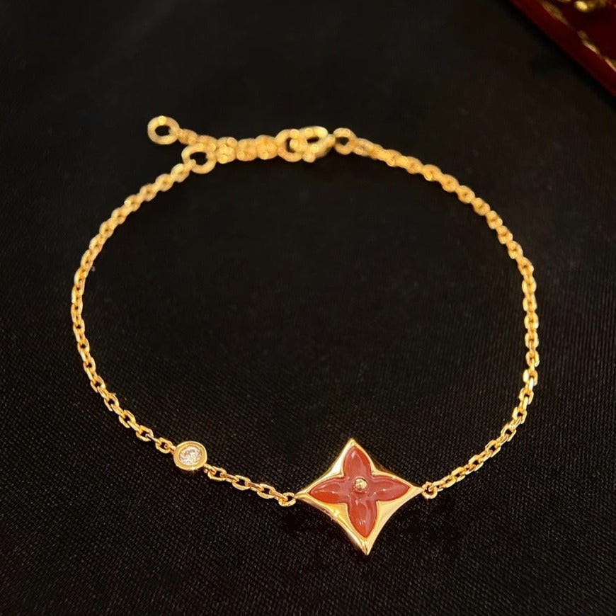 [Luxe Jewels]COLOR STAR CARNELIAN PINK GOLD DIAMOND BRACELET