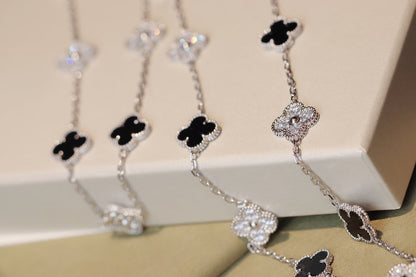 [Luxe Jewels]CLOVER 20 MOTIFS ONYX DIAMOND SILVER