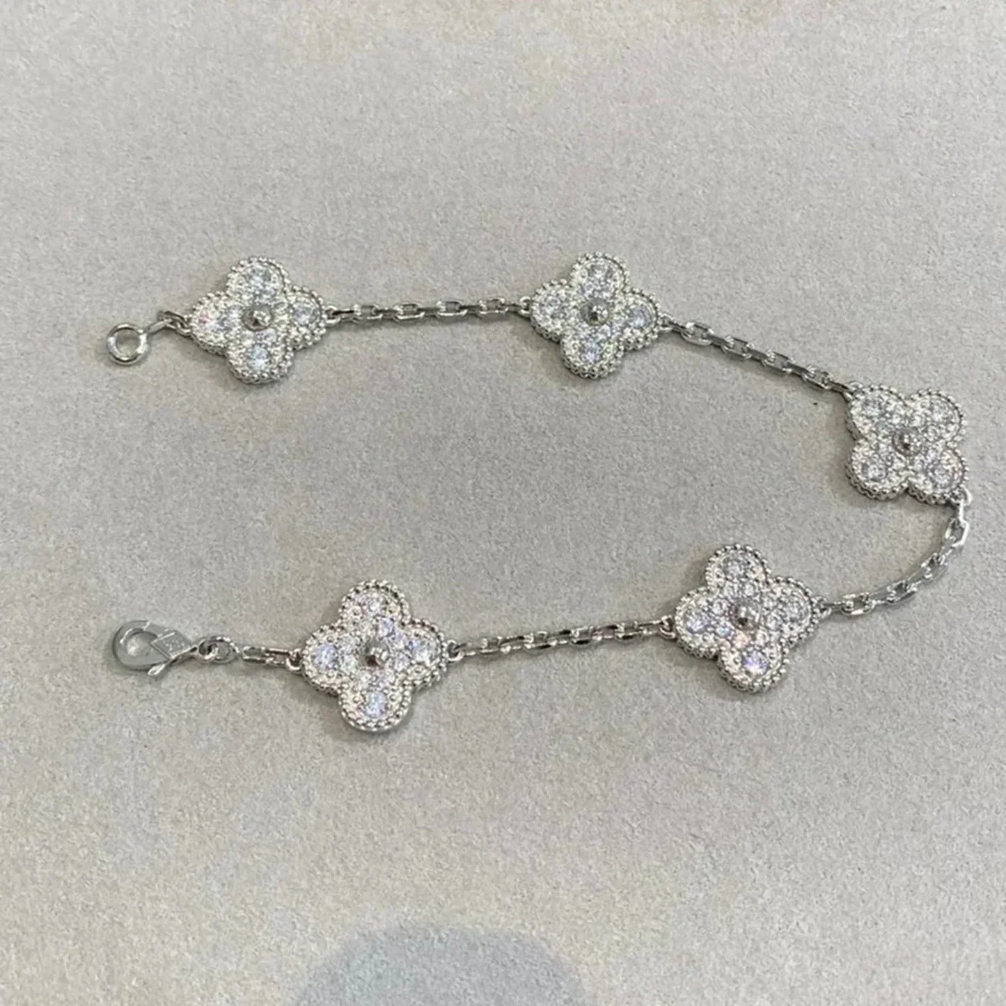 [Luxe Jewels]CLOVER 5 MOTIFS  DIAMOND BRACELET SILVER