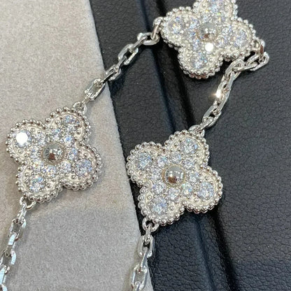 [Luxe Jewels]CLOVER 5 MOTIFS  DIAMOND BRACELET SILVER