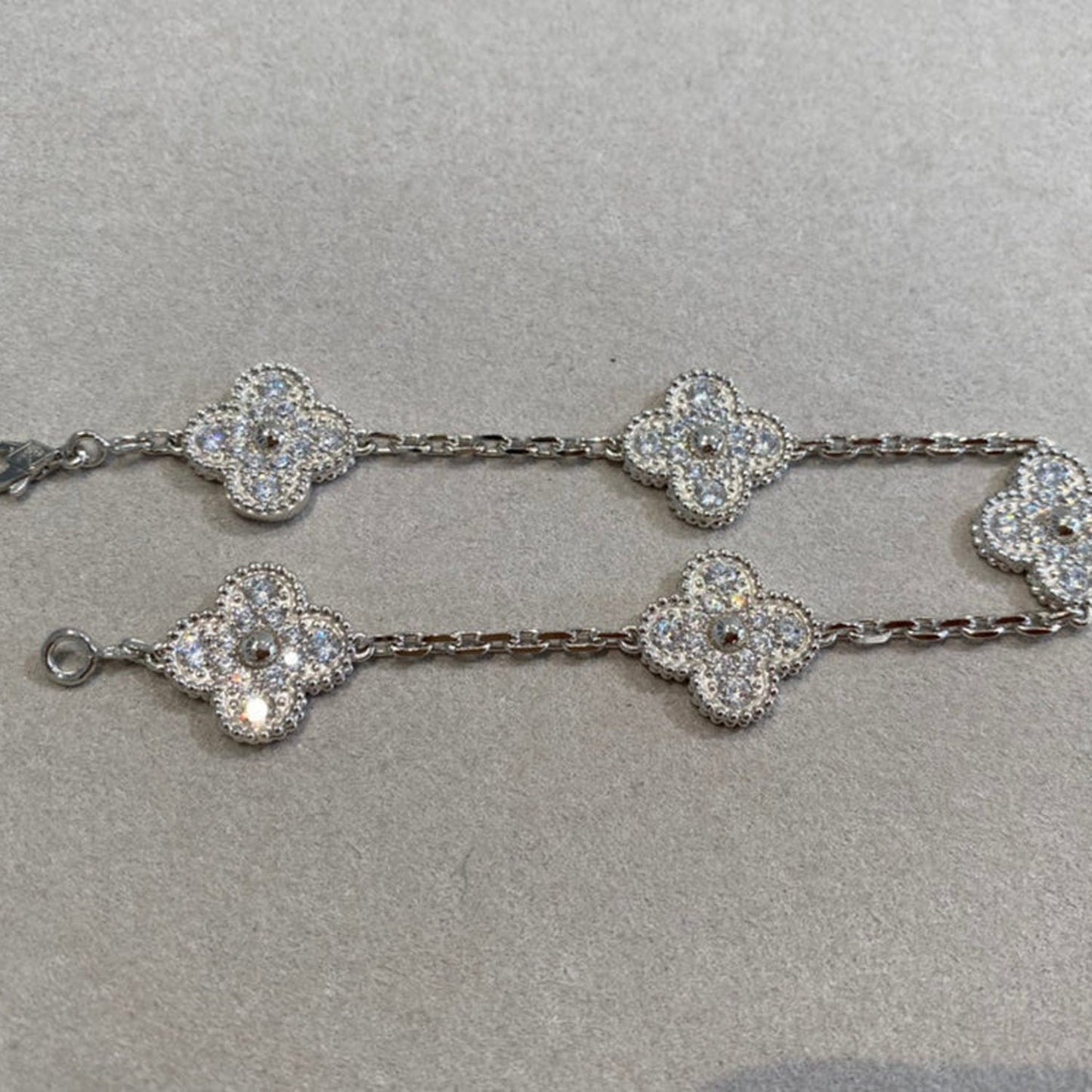 [Luxe Jewels]CLOVER 5 MOTIFS  DIAMOND BRACELET SILVER