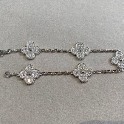 [Luxe Jewels]CLOVER 5 MOTIFS  DIAMOND BRACELET SILVER