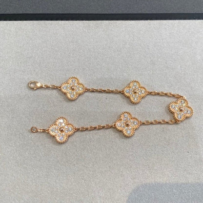 [Luxe Jewels]CLOVER 5 MOTIFS  FULL DIAMOND BRACELET