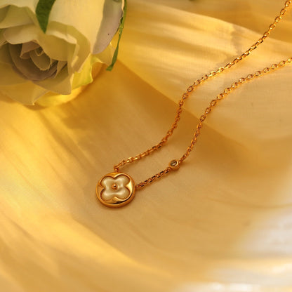 [Luxe Jewels]SUN PEDANT PINK GOLD 1 DIAMOND NECKLACE