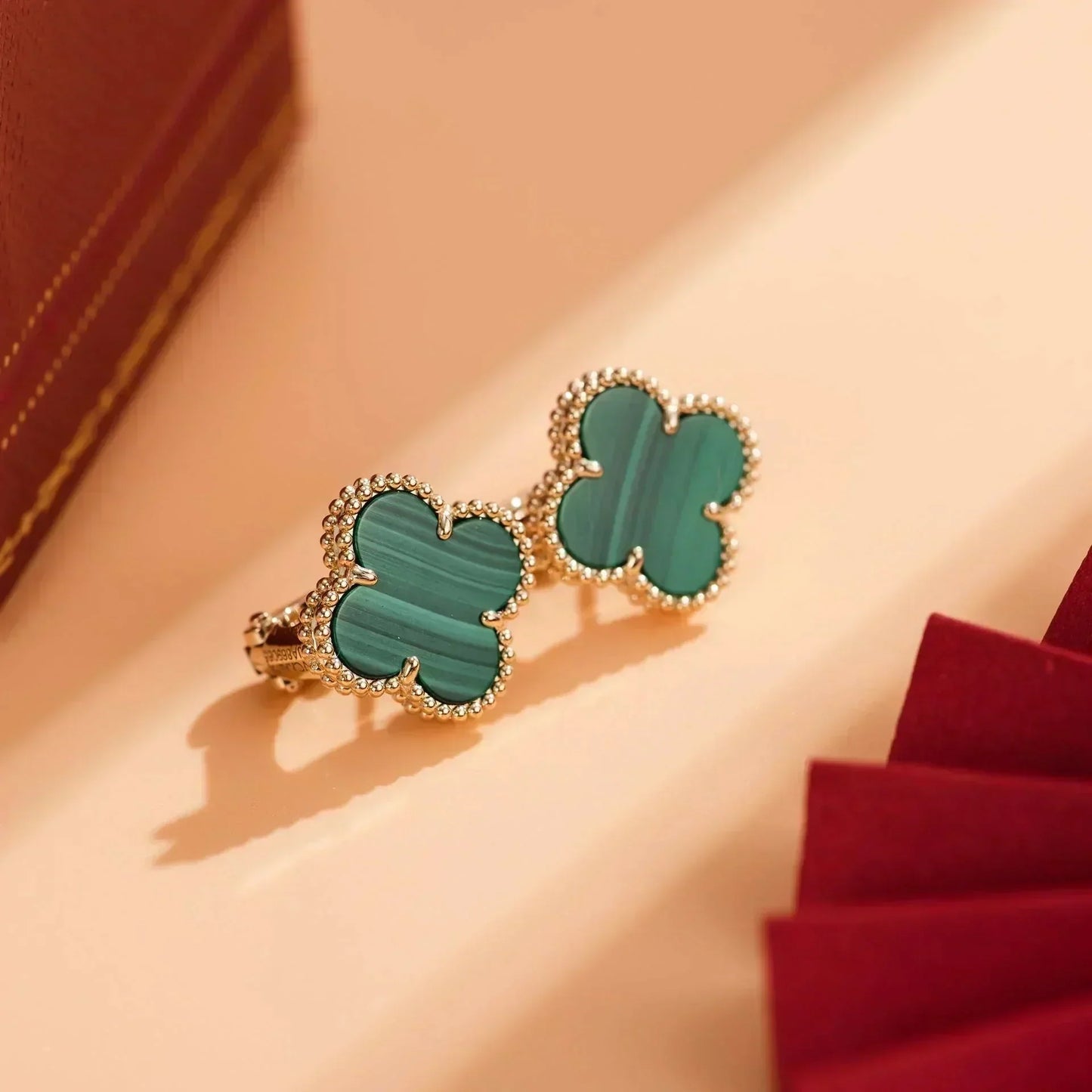 [Luxe Jewels]CLOVER MEDIUM 1 MOTIFS MALACHITE  EARRINGS