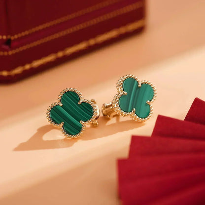 [Luxe Jewels]CLOVER MEDIUM 1 MOTIFS MALACHITE  EARRINGS