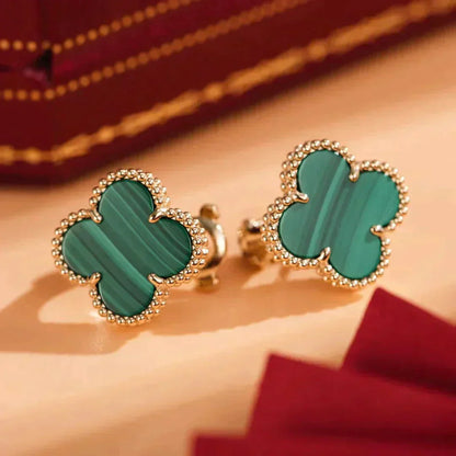 [Luxe Jewels]CLOVER MEDIUM 1 MOTIFS MALACHITE  EARRINGS