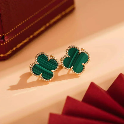 [Luxe Jewels]CLOVER MEDIUM 1 MOTIFS MALACHITE  EARRINGS