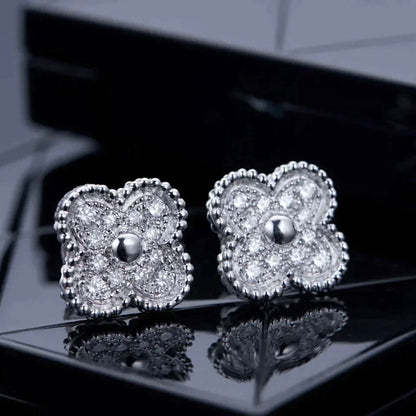 [Luxe Jewels]CLOVER 1 MOTIFS DIAMOND STUD EARRINGS SILVER