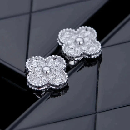 [Luxe Jewels]CLOVER 1 MOTIFS DIAMOND STUD EARRINGS SILVER