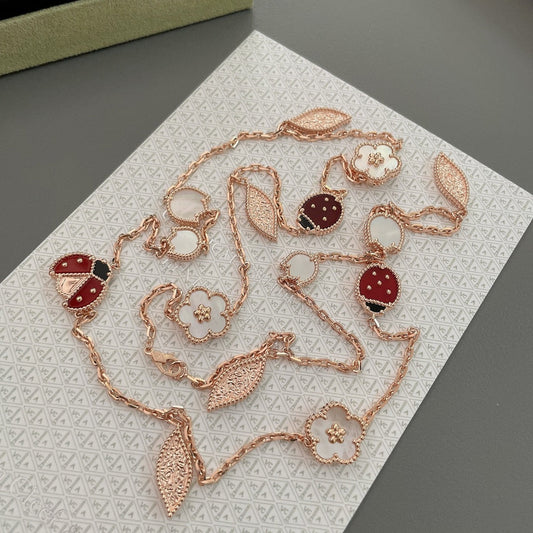 [Luxe Jewels]LUCKY SPRING 15 MOTIFS ROSE GOLD NECKLACE