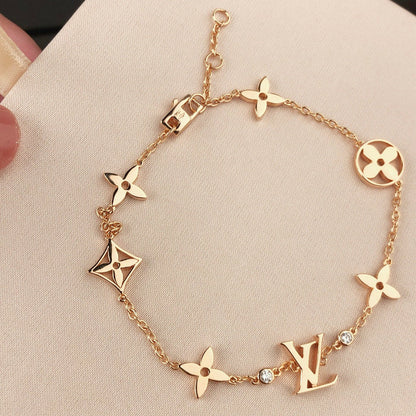 [Luxe Jewels]STAR AND SUN 7 MOTIFS GOLD BRACELET