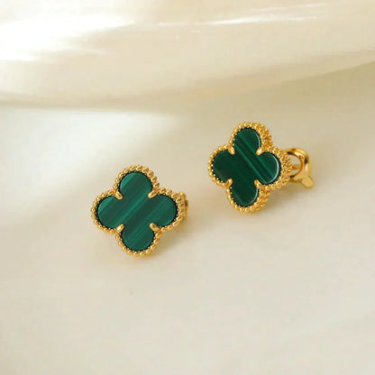 [Luxe Jewels]CLOVER MEDIUM 1 MOTIFS MALACHITE  EARRINGS