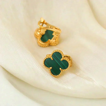 [Luxe Jewels]CLOVER MEDIUM 1 MOTIFS MALACHITE  EARRINGS