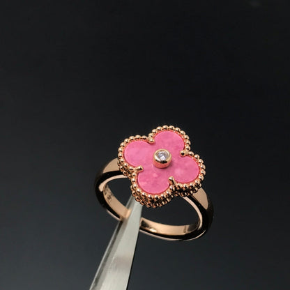 [Luxe Jewels]CLOVER RHODONITE ROSE GOLD RING