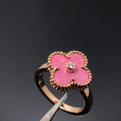 [Luxe Jewels]CLOVER RHODONITE ROSE GOLD RING