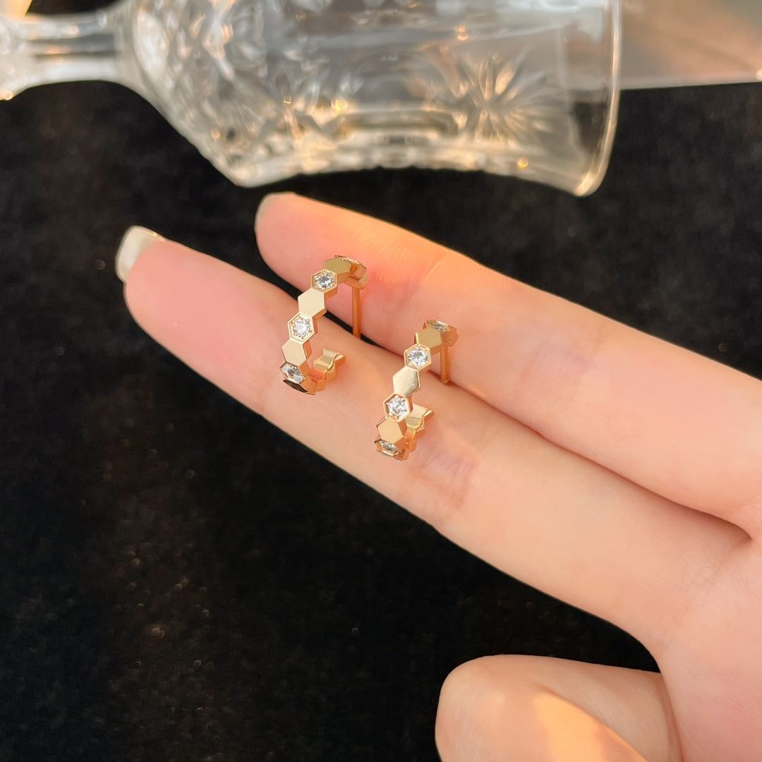 [Luxe Jewels]BEE LOVE DIAMOND HOOP EARRINGS