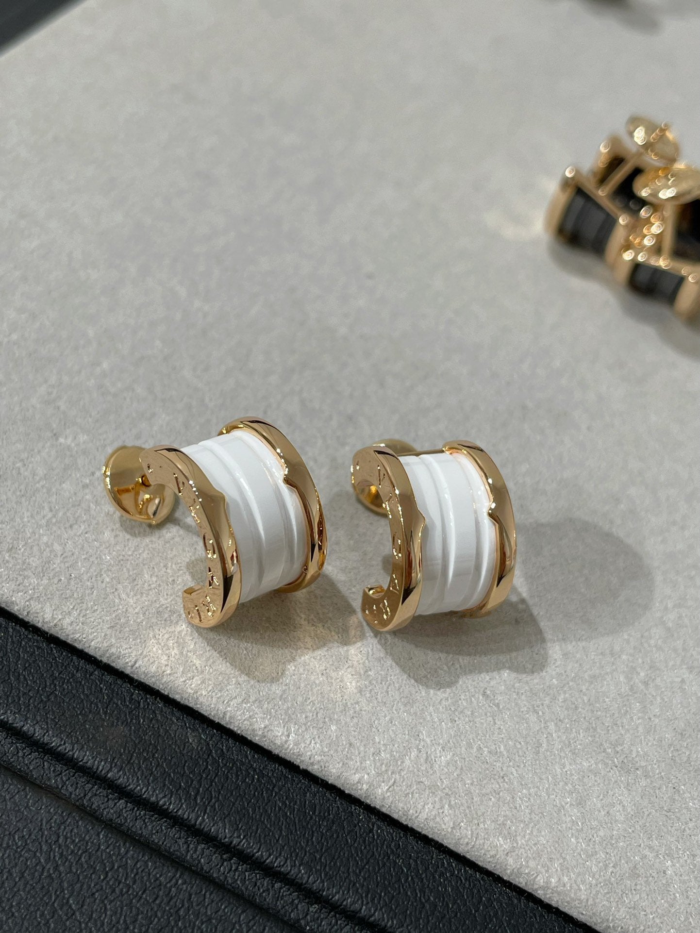 [Luxe Jewels]ZERO 1 PINK GOLD CERAMIC EARRINGS