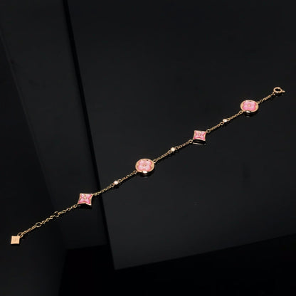 [Luxe Jewels]STAR AND SUN 4 MOTIF PINK MOP PINK GOLD BRACELET