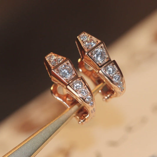 [Luxe Jewels]SERPENT PINK GOLD DIAMOND EARRINGS