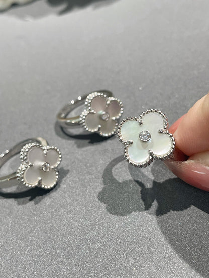 [Luxe Jewels]CLOVER SILVER MOP DIAMOND RING