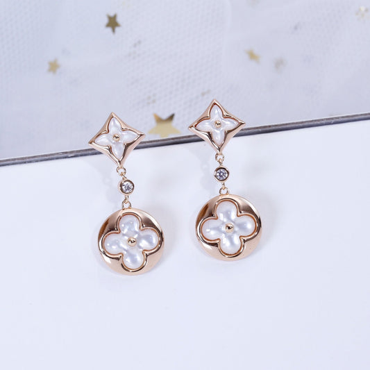 [Luxe Jewels]STAR AND SUN PINK GOLD MOP DROP EARRINGS