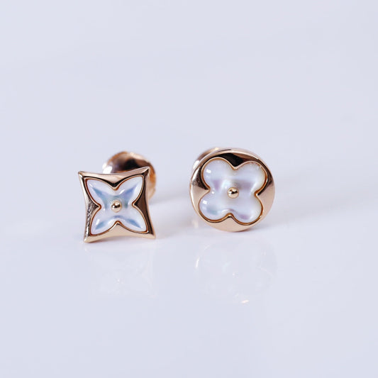 [Luxe Jewels]STAR AND SUN PINK GOLD MOP STUD EARRINGS