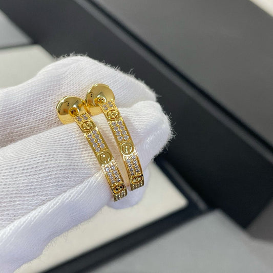 [Luxe Jewels]LOVE DIAMOND GOLD HOOP EARRINGS