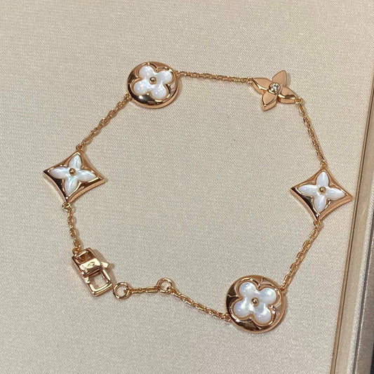 [Luxe Jewels]STAR AND SUN 5 MOTIF MOP PINK GOLD BRACELET