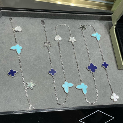 [Luxe Jewels]LUCKY CLOVER SILVER 11 MOTIF NECKLACE