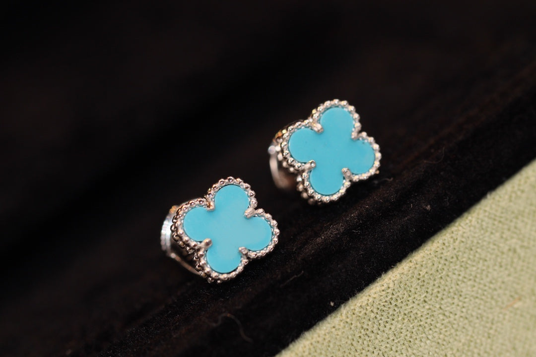 [Luxe Jewels]CLOVER MINI TURQUOISE SILVER STUD EARRINGS