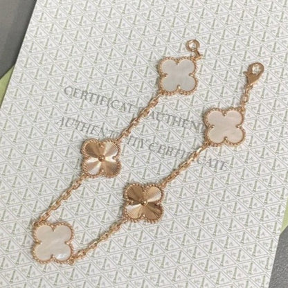 [Luxe Jewels]CLOVER BRACELET 5 MOTIF WHITE MOP PINK GOLD