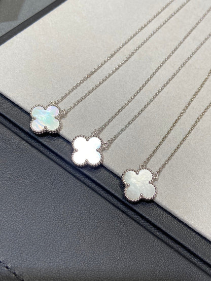 [Luxe Jewels]CLOVER MEDIUM SILVER WHITE MOP NECKLACE