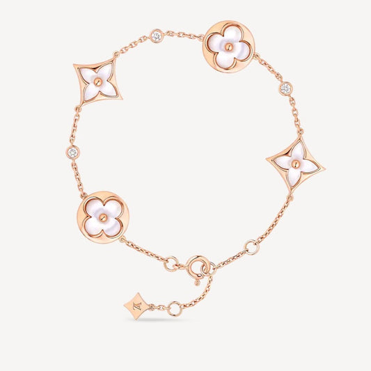 [Luxe Jewels]STAR AND SUN 4 MOTIF WHITE MOP PINK GOLD BRACELET