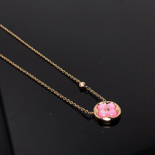 [Luxe Jewels]COLOR BLOSSOM PINK MOP SUN GOLD NECKLACE