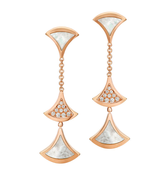 [Luxe Jewels]DREAM EARRINGS 3 MOTIFS DIAMOND MOP PINK GOLD