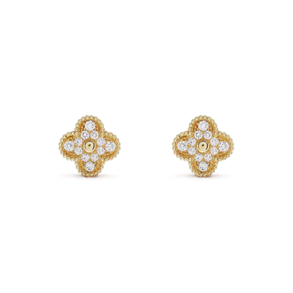 [Luxe Jewels]CLOVER MEDIUM 1 MOTIFS FUll DIAMOND EARRINGS